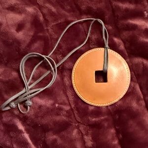 Hermes Tsuba Pendant Necklace / bag Accessories Tan Leather